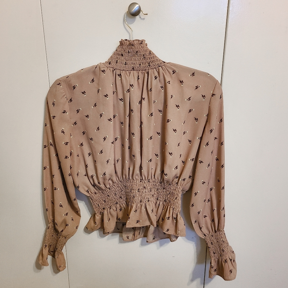 Shinestar High Neck Smocked Top